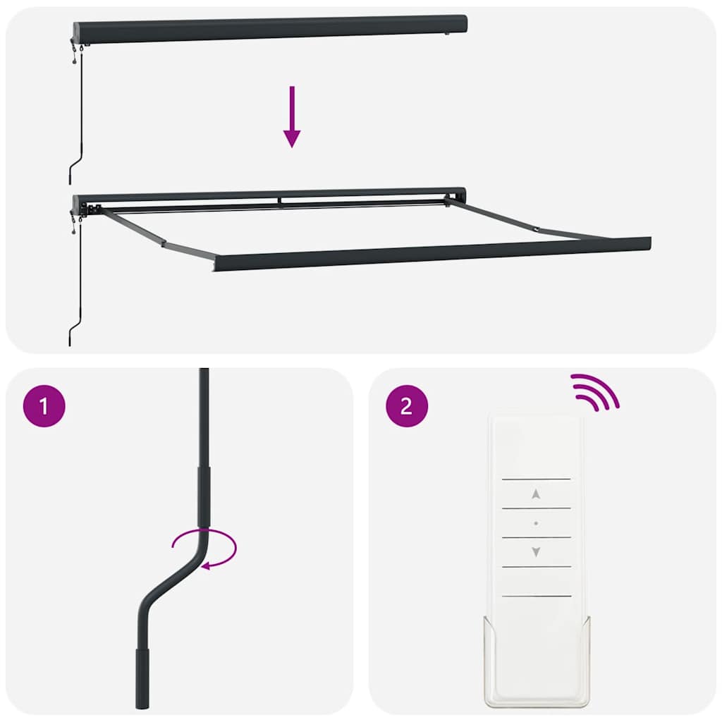 Toldo retrátil automático 300x250 cm castanho