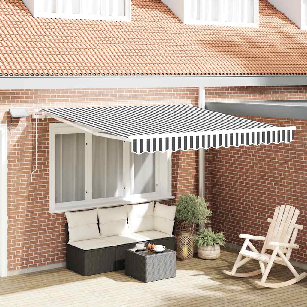 Toldo retrátil manual com luzes LED 300x250 cm antracite/branco