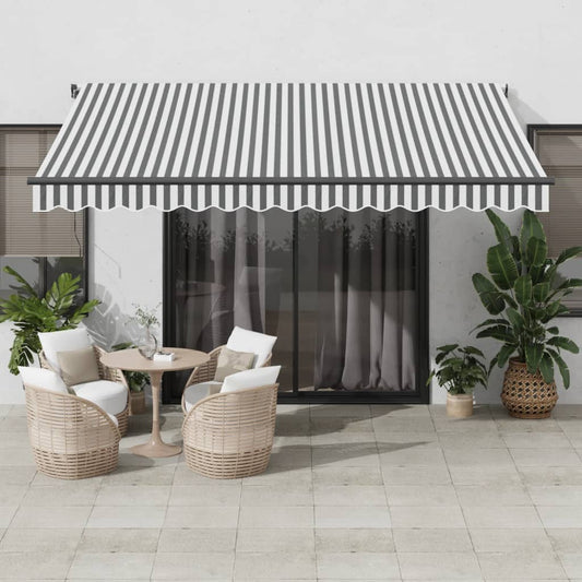 Toldo retrátil manual 400x350 cm antracite e branco