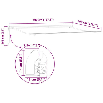 Toldo retrátil automático 400x300 cm antracite e branco