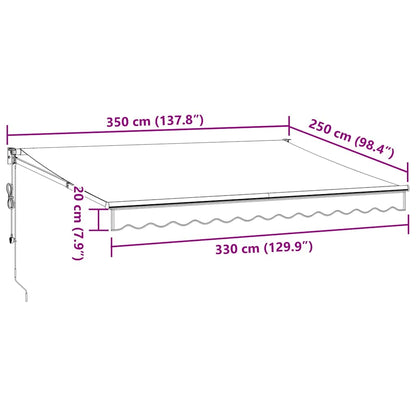 Toldo retrátil 3,5x2,5 m tecido e alumínio antracite e branco
