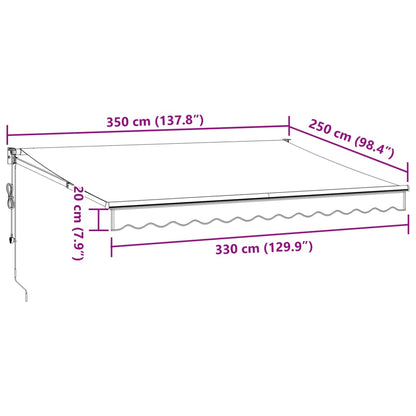 Toldo retrátil 3,5x2,5 m tecido e alumínio antracite e branco