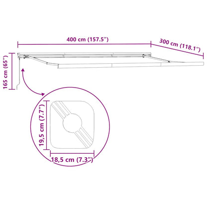 Toldo retrátil 4x3 m tecido e alumínio antracite e branco