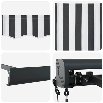 Toldo retrátil 3x2,5 m tecido e alumínio antracite e branco