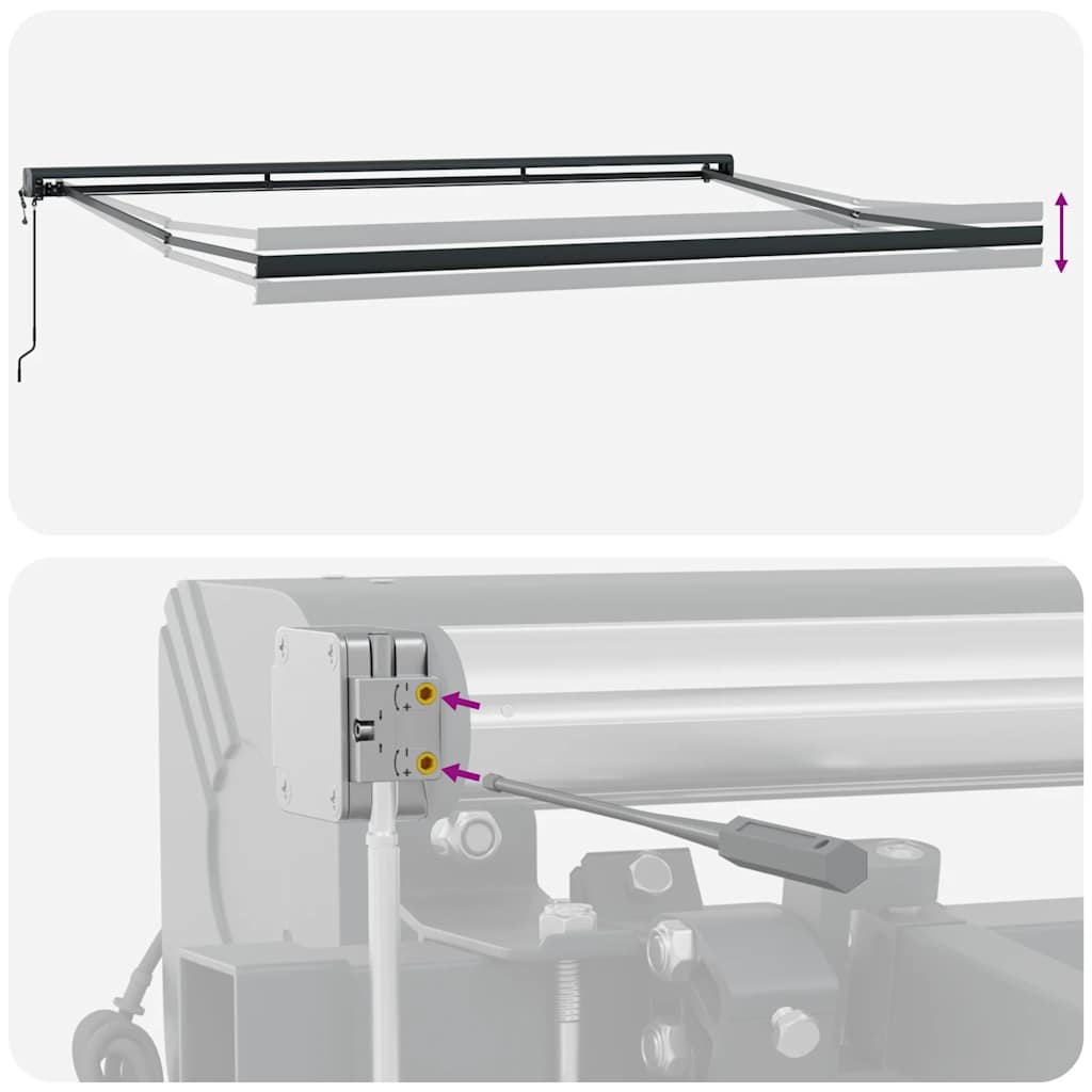 Toldo retrátil 4x3 m tecido e alumínio antracite e branco
