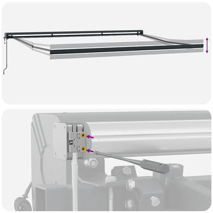 Toldo retrátil 4x3 m tecido e alumínio antracite e branco
