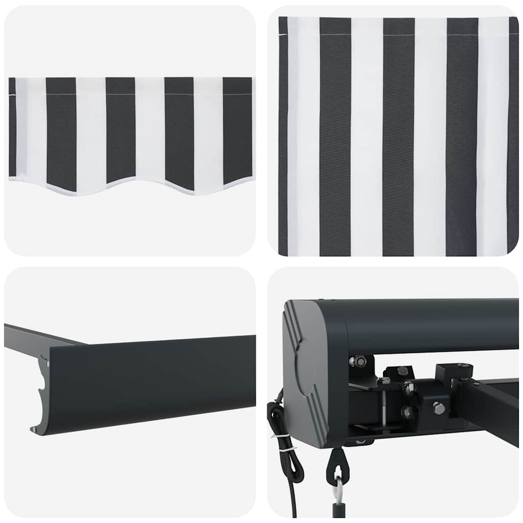 Toldo retrátil 4x3 m tecido e alumínio antracite e branco