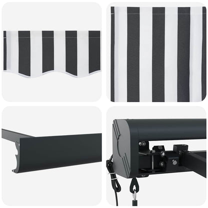 Toldo retrátil 4x3 m tecido e alumínio antracite e branco