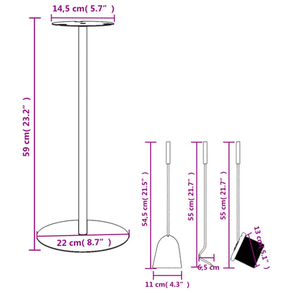 Conjunto de ferramentas para lareira de 4 peças 22x59 cm Aço
