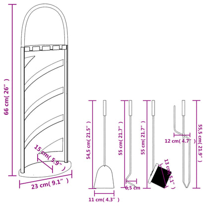 Conjunto de ferramentas para lareira de 5 peças 23x15x66 cm Aço