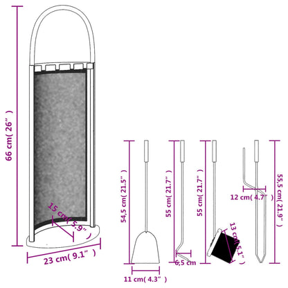 Conjunto de ferramentas para lareira de 5 peças 23x15x66 cm Aço
