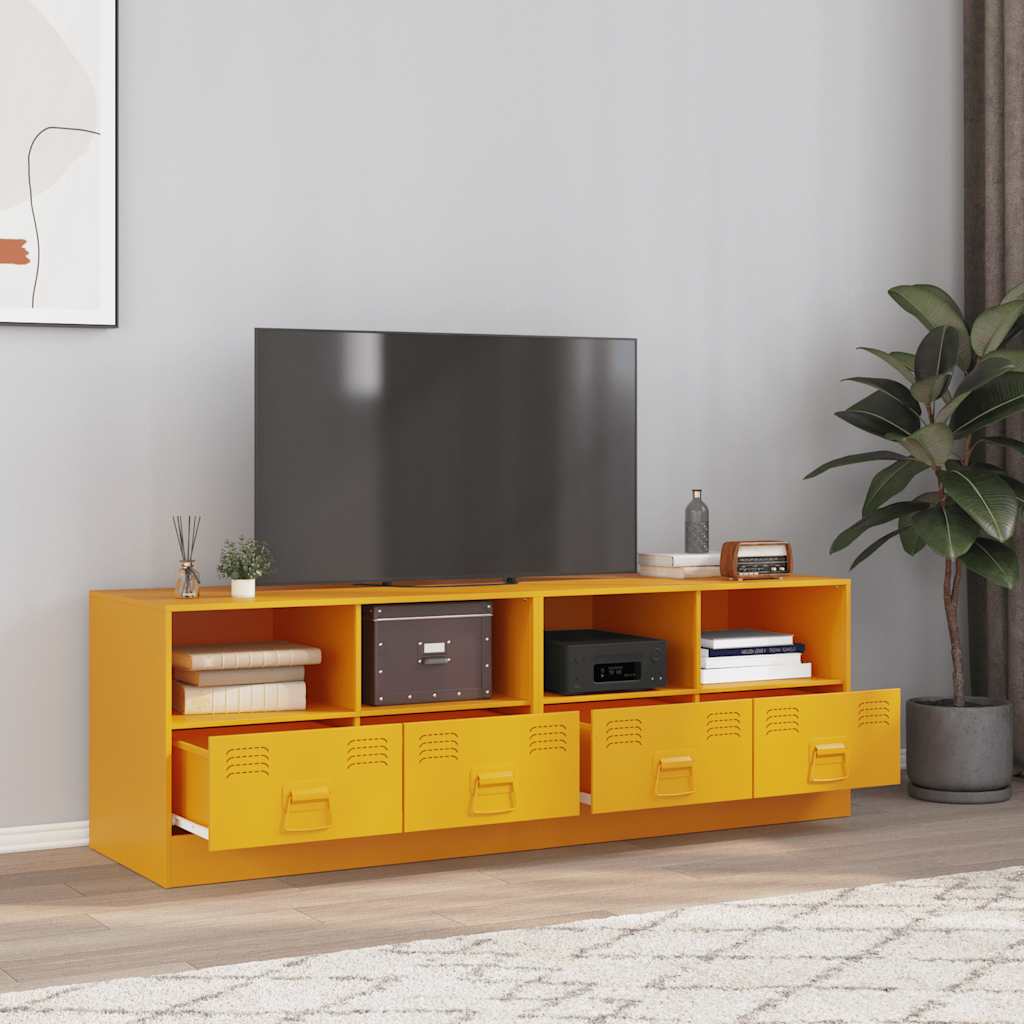 Móveis de TV aço amarelo mostarda, 2 pcs