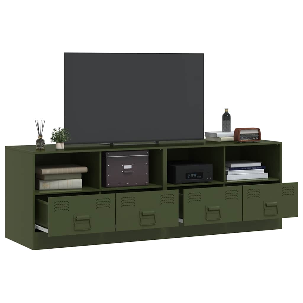 Móveis de TV aço verde azeitona, 2 pcs