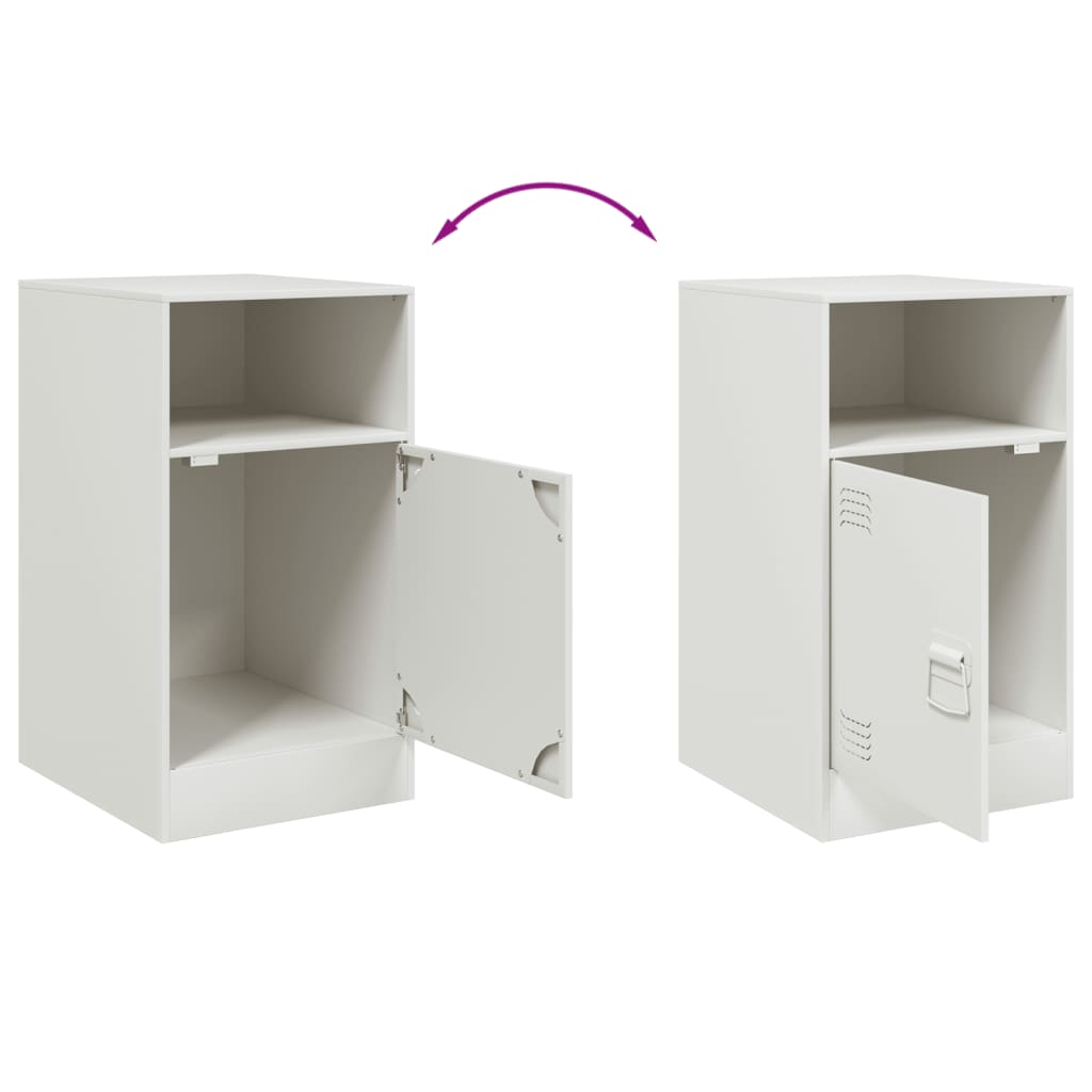 Mesas de cabeceira 2 pcs 34,5x39x62 cm aço branco