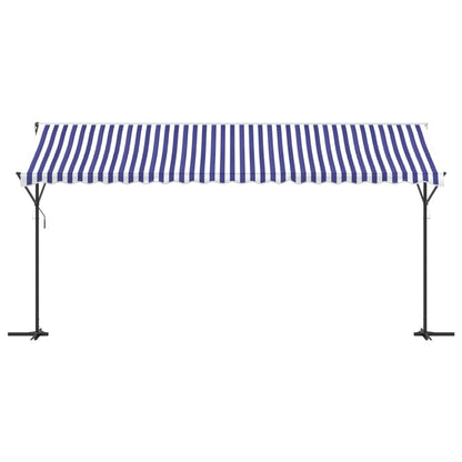 Toldo de pé 500x300 cm tecido e aço azul e branco