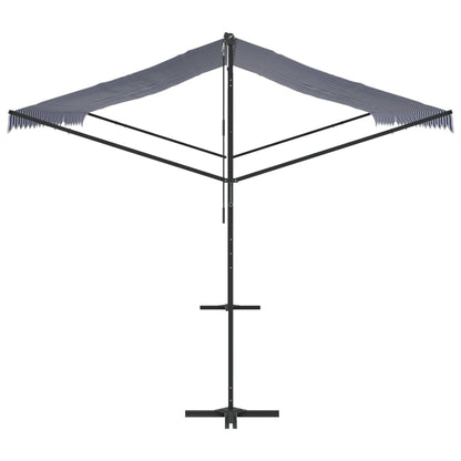 Toldo de pé 500x300 cm tecido e aço azul e branco