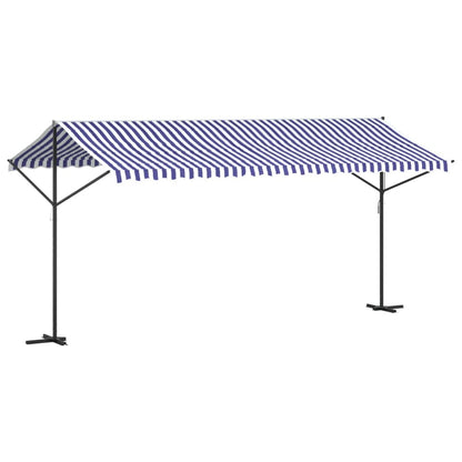 Toldo de pé 500x300 cm tecido e aço azul e branco