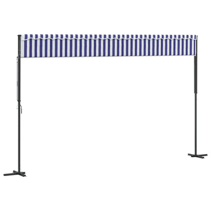 Toldo de pé 500x300 cm tecido e aço azul e branco