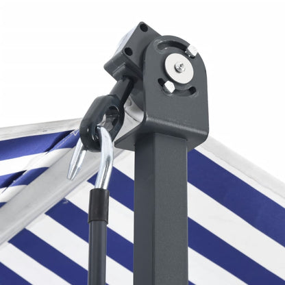 Toldo de pé 500x300 cm tecido e aço azul e branco
