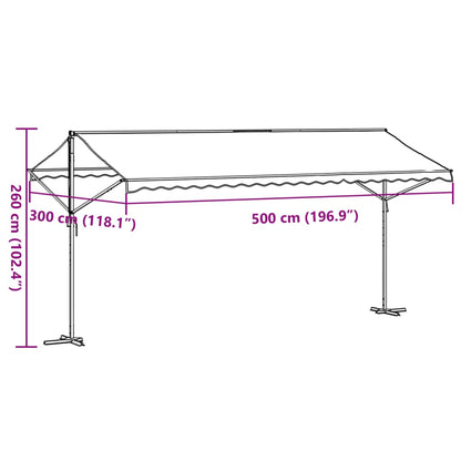 Toldo de pé 500x300 cm tecido e aço azul e branco