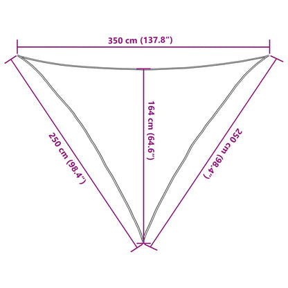 Para-sol estilo vela 2,5x2,5x3,5 m oxford poliéster cor areia