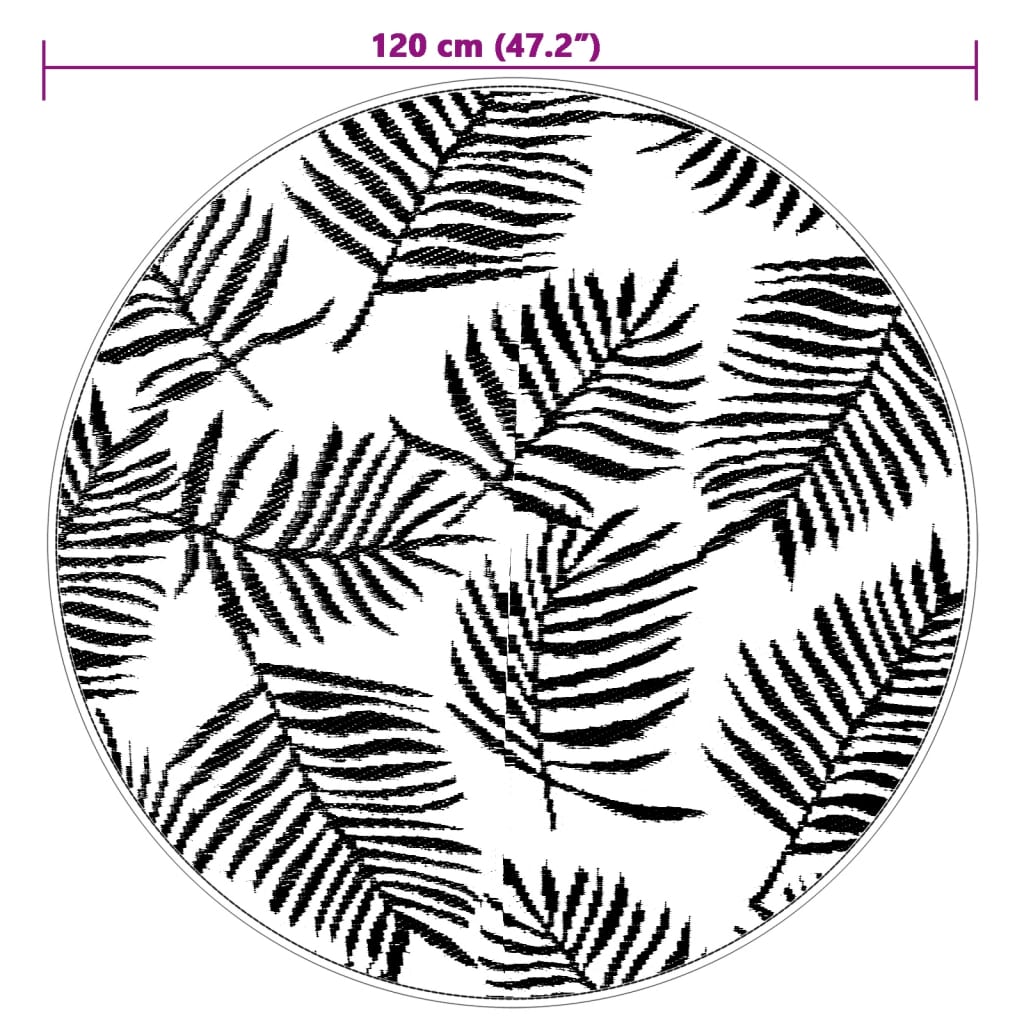 Tapete de exterior Ø120 cm ARAKIL PP branco e preto