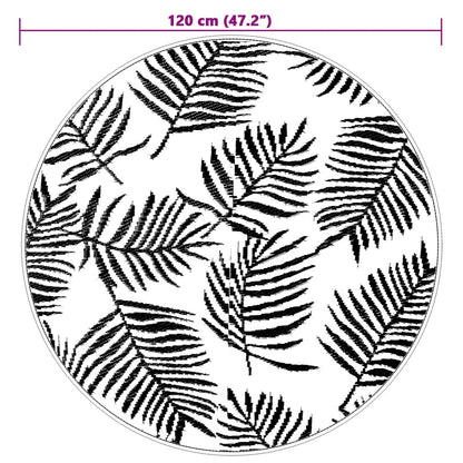 Tapete de exterior Ø120 cm ARAKIL PP branco e preto