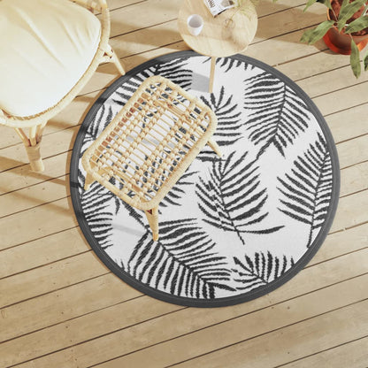 Tapete de exterior Ø120 cm ARAKIL PP branco e preto
