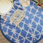 Tapete de exterior Ø200 cm ARAKIL PP azul e branco