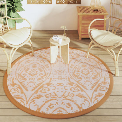 Tapete de exterior Ø160 cm ARAKIL PP laranja e branco
