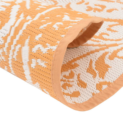 Tapete de exterior Ø160 cm ARAKIL PP laranja e branco