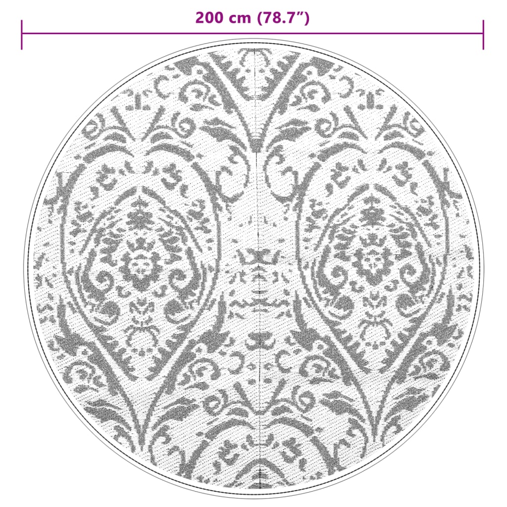Tapete de exterior Ø200 cm ARAKIL PP laranja e branco