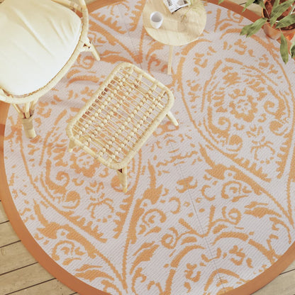 Tapete de exterior Ø200 cm ARAKIL PP laranja e branco