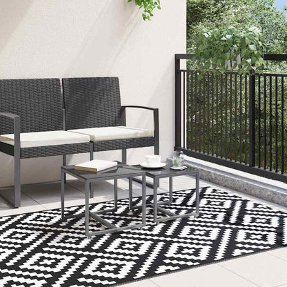 Tapete de exterior 120x180 cm ARAKIL PP branco e preto