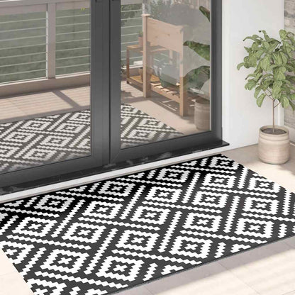 Tapete de exterior 120x180 cm ARAKIL PP branco e preto