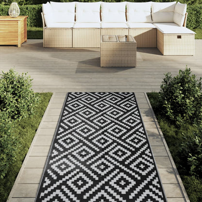 Tapete de exterior 80x250 cm ARAKIL PP Branco e Preto