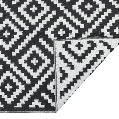 Tapete de exterior 80x250 cm ARAKIL PP Branco e Preto