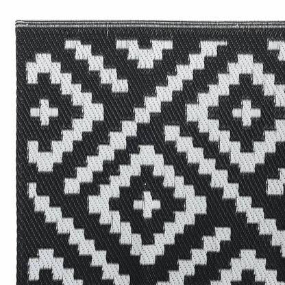 Tapete de exterior Ø160 cm ARAKIL PP Branco e Preto