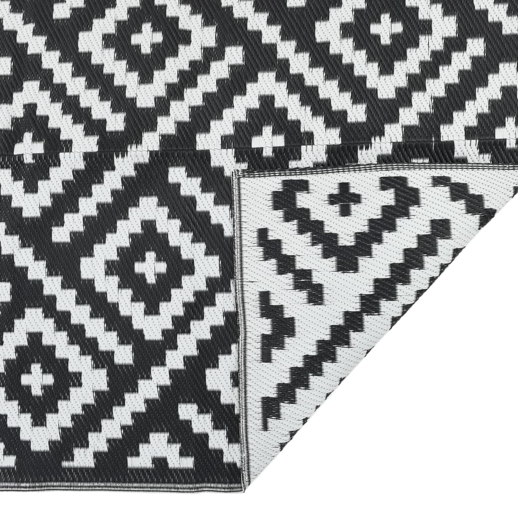 Tapete de exterior Ø160 cm ARAKIL PP Branco e Preto