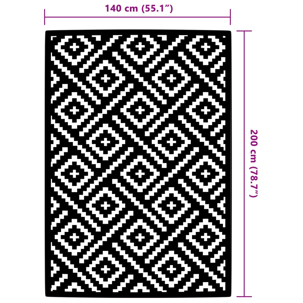 Tapete de exterior Ø160 cm ARAKIL PP Branco e Preto