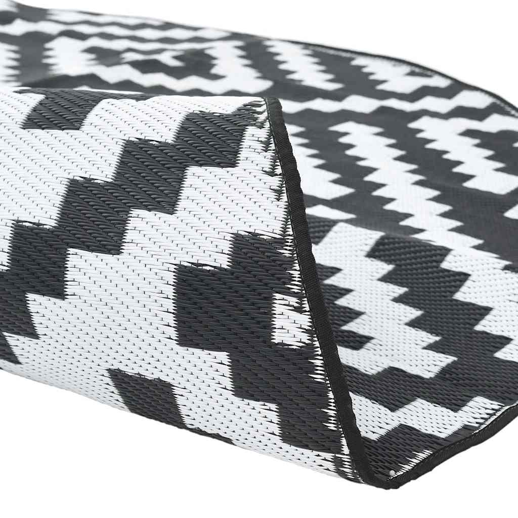 Tapete de exterior Ø120 cm ARAKIL PP branco e preto
