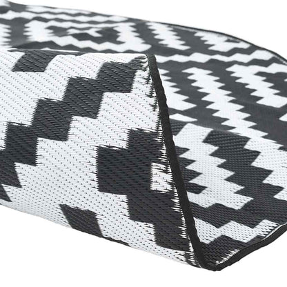 Tapete de exterior Ø120 cm ARAKIL PP branco e preto