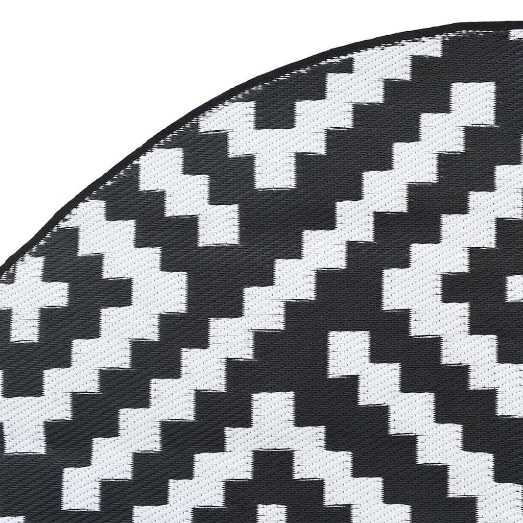 Tapete de exterior Ø120 cm ARAKIL PP branco e preto