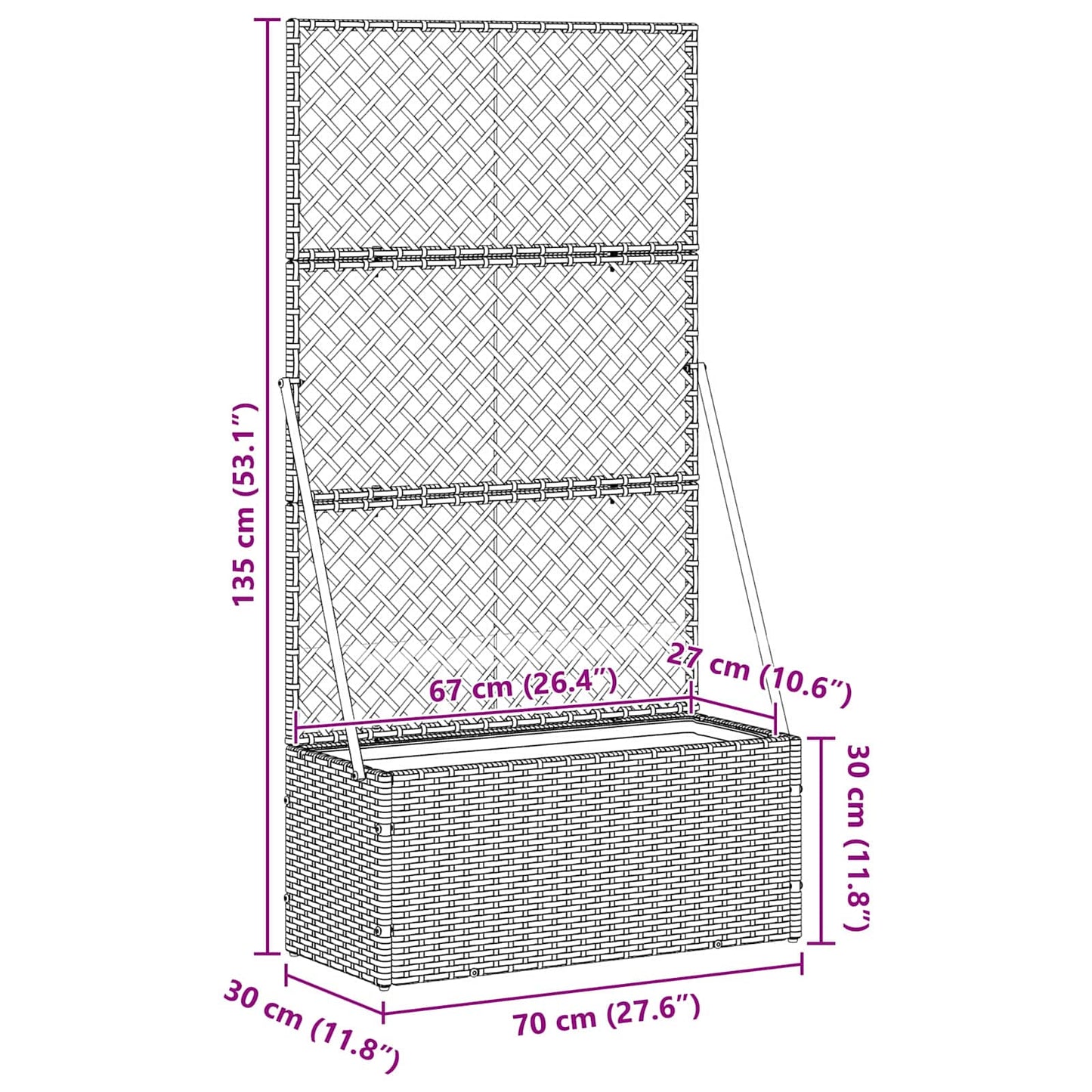 Vaso de Jardim Preto 70 x 30 x 135 cm Metal