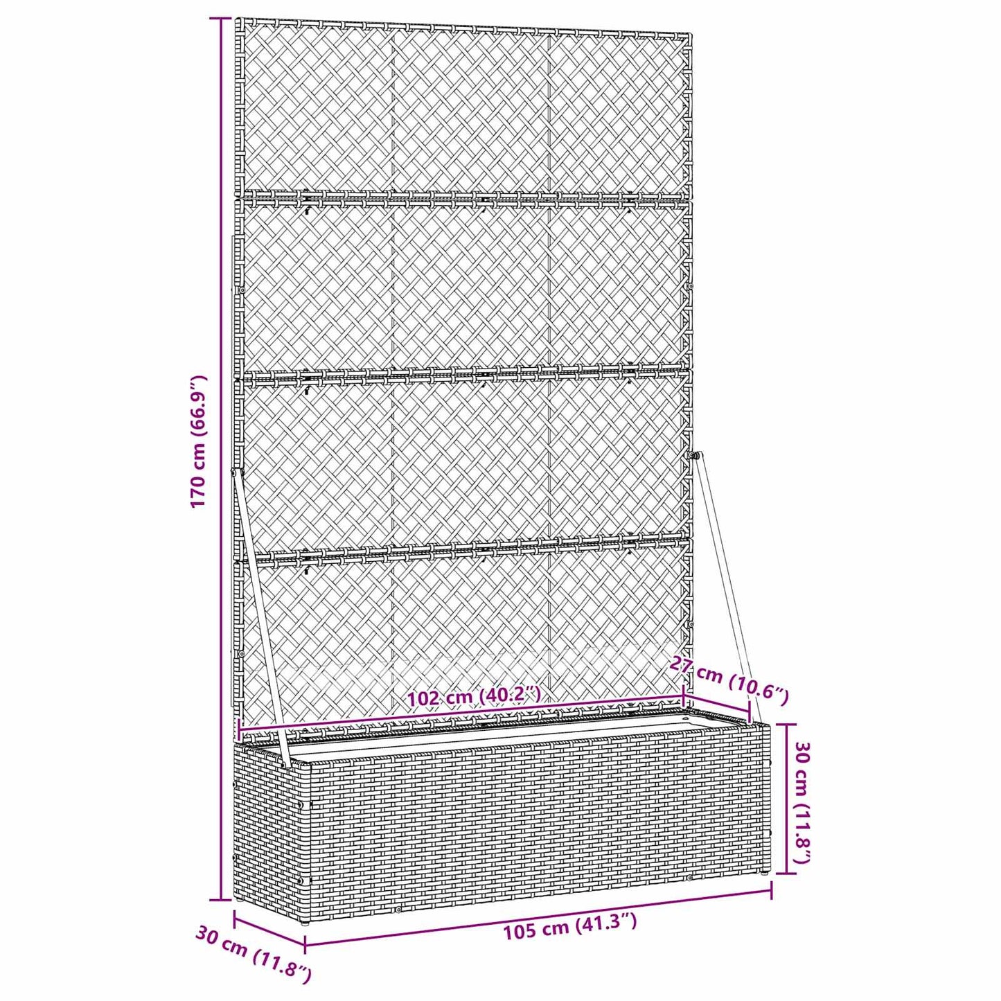 Vaso de Jardim Preto 105 x 30 x 170 cm Metal