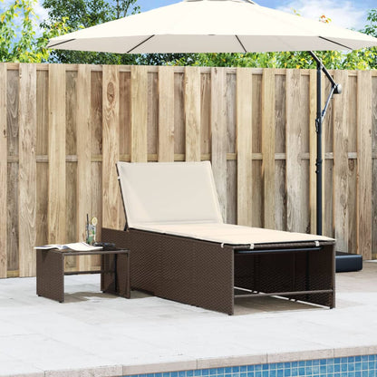 Espreguiçadeiras modulares com mesa 2 pcs vime PE castanho