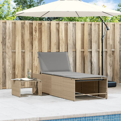 Espreguiçadeiras modulares com mesa 2 pcs vime PE bege