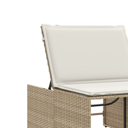 Espreguiçadeiras modulares com mesa 2 pcs vime PE bege
