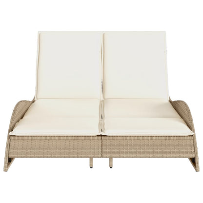 Espreguiçadeira com almofadões 114x205x73 cm vime PE bege