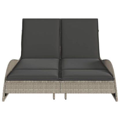 Espreguiçadeira c/ almofadões 114x205x73 cm vime PE cinza-claro